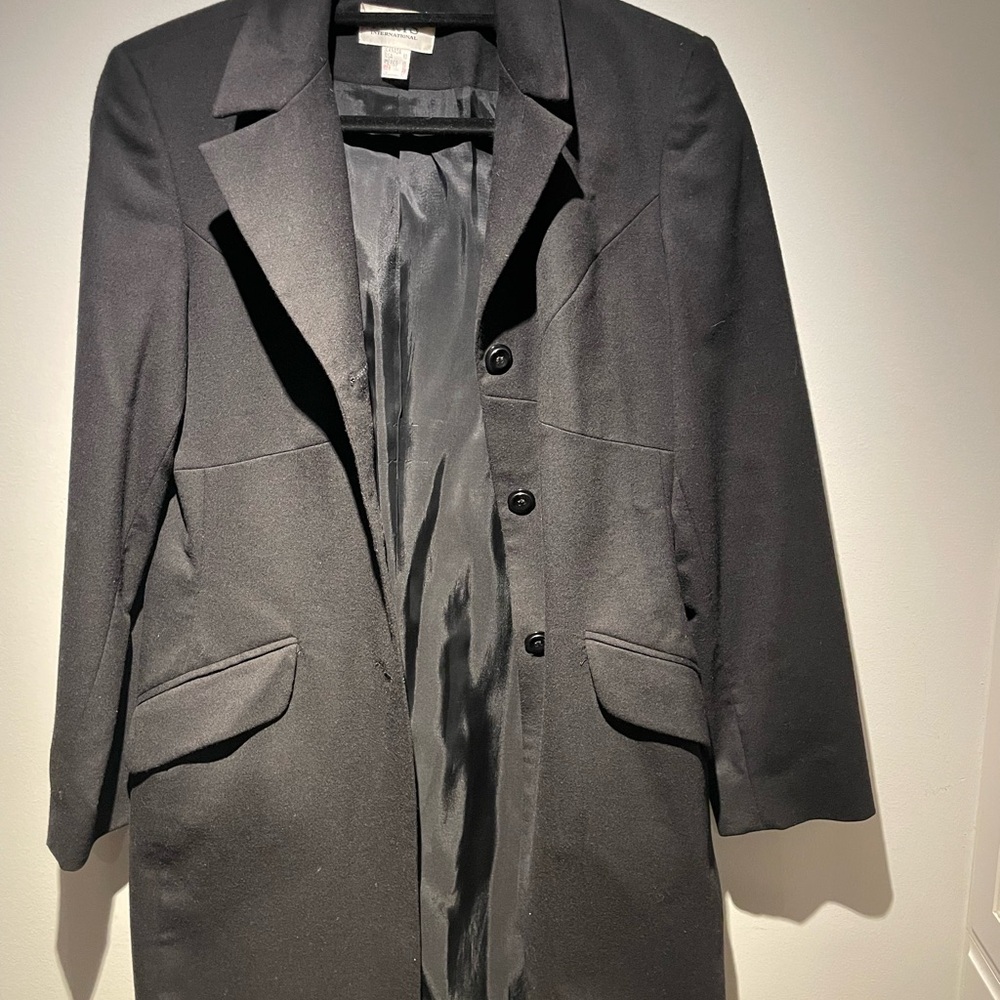 Vintage Black Wool Jacket / Coat from Ports International - Picture 9 of 11